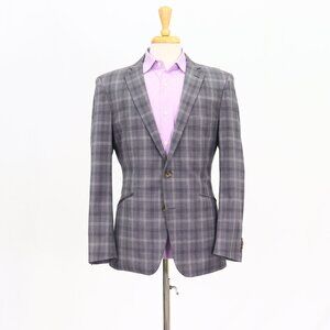 Indochino 40R Gray Blazer Sport Coat Jacket 2-Button Check Y028